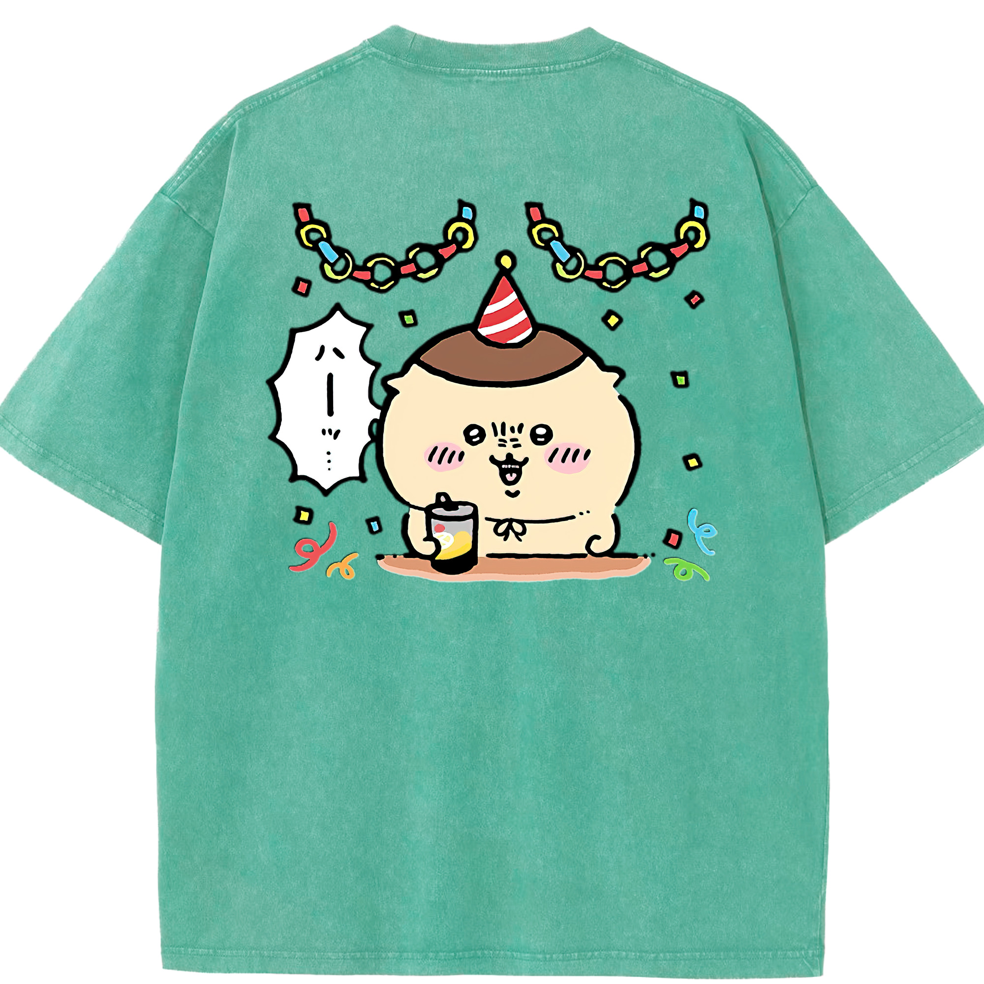 （画像用） ちいかわ くりまんじゅう Chii-kawa kuri manjū 綿100% ヴィンテージ風 半袖Tシャツ（背面プリント）
